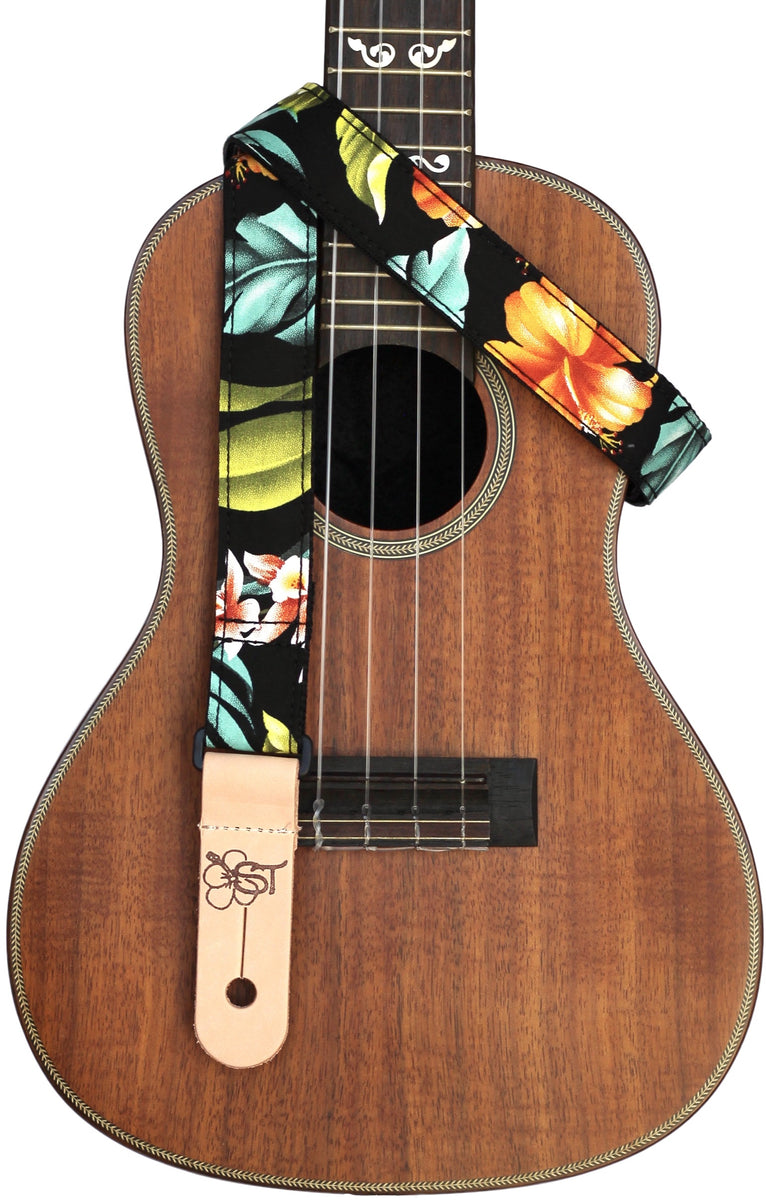 Quiltsand Woven Ukulele Strap - Hawaiian Brown Tapa - Adjustable